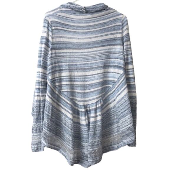 NWOT Knitted & Knotted Blue Lace Crochet Round Hem Ruffle Open Front Cardigan S - Picture 12 of 16